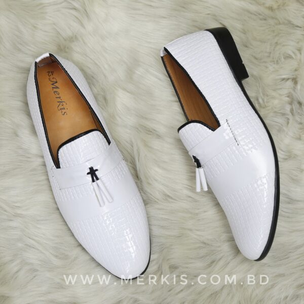 white tassel loafer shoes