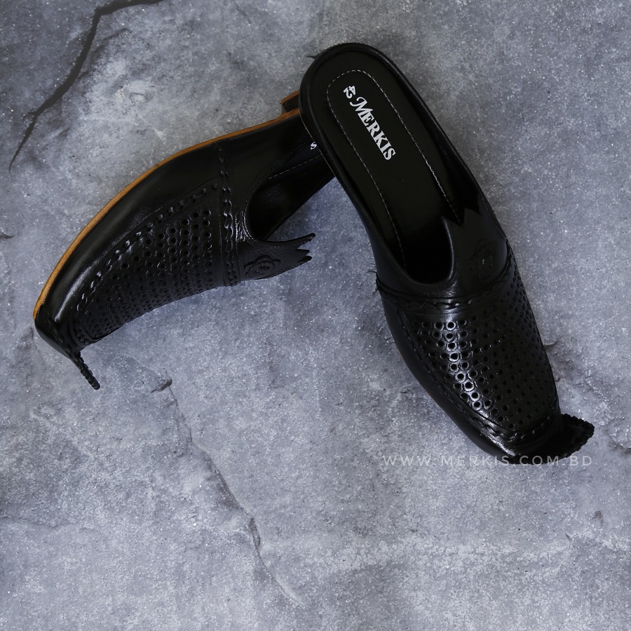 Genuine leather black sandals for men bd collection | -Merkis