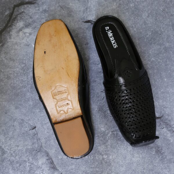 genuine leather black sandals for men