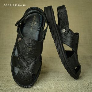 leather black sandal for men