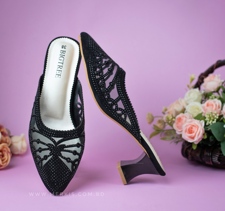 High quality girls low heel black sandals bd | Comfortable low heels