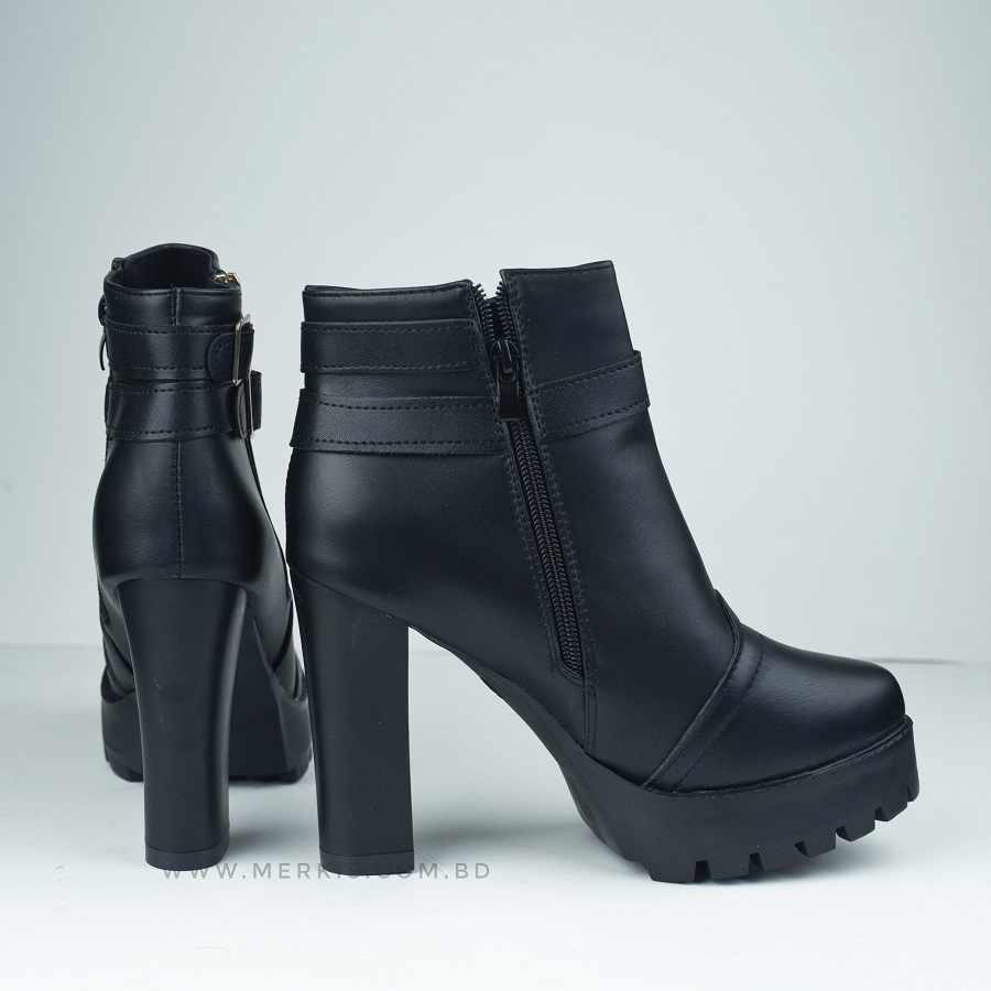High-quality high ankle black boots for women in bd | -Merkis