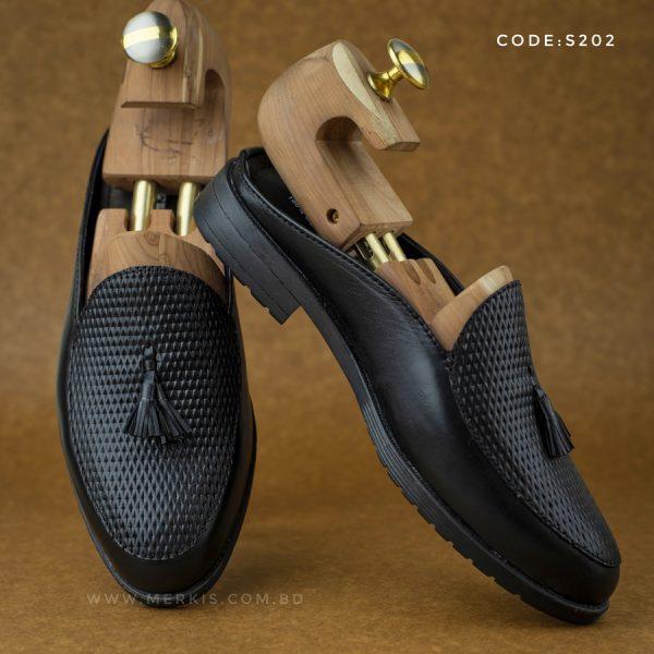genuine leather half loafer shoes for men