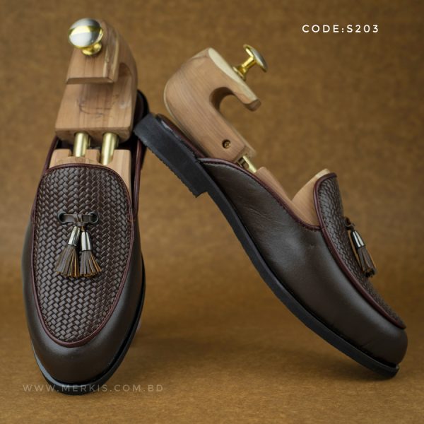 chocolate color half loafer shoes for men