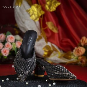 black semi heel shoes for women