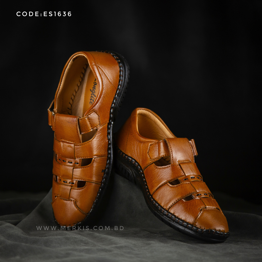 Awesome stylish genuine leather sandal for men bd | -Merkis