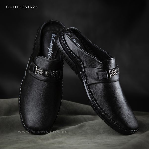 leather black sandal for men