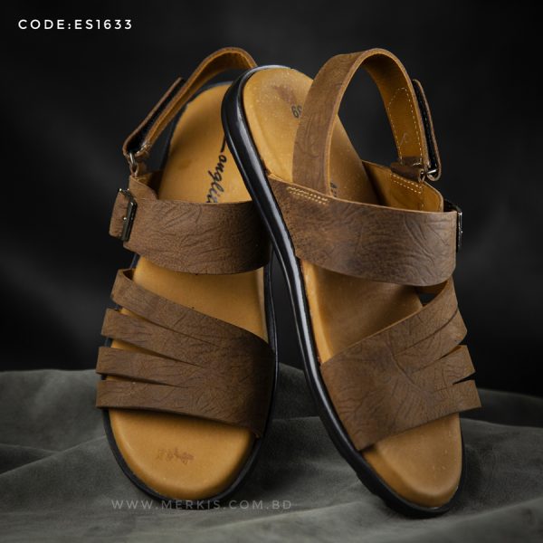 genuine leather chocolate sandal for men