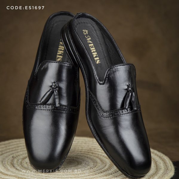 awesome quality black half loafer shoes