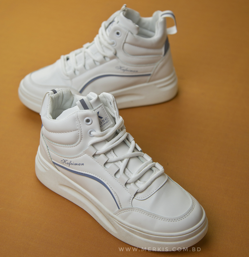 High ankle white sneakers for women at a reasonable price bd