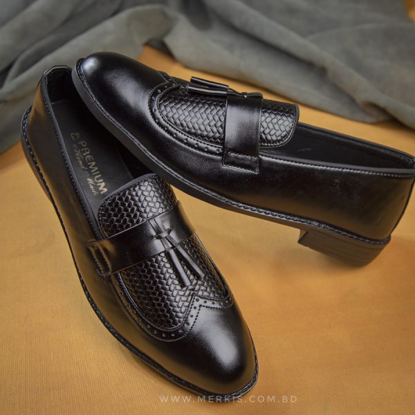 formal black tassel loafers