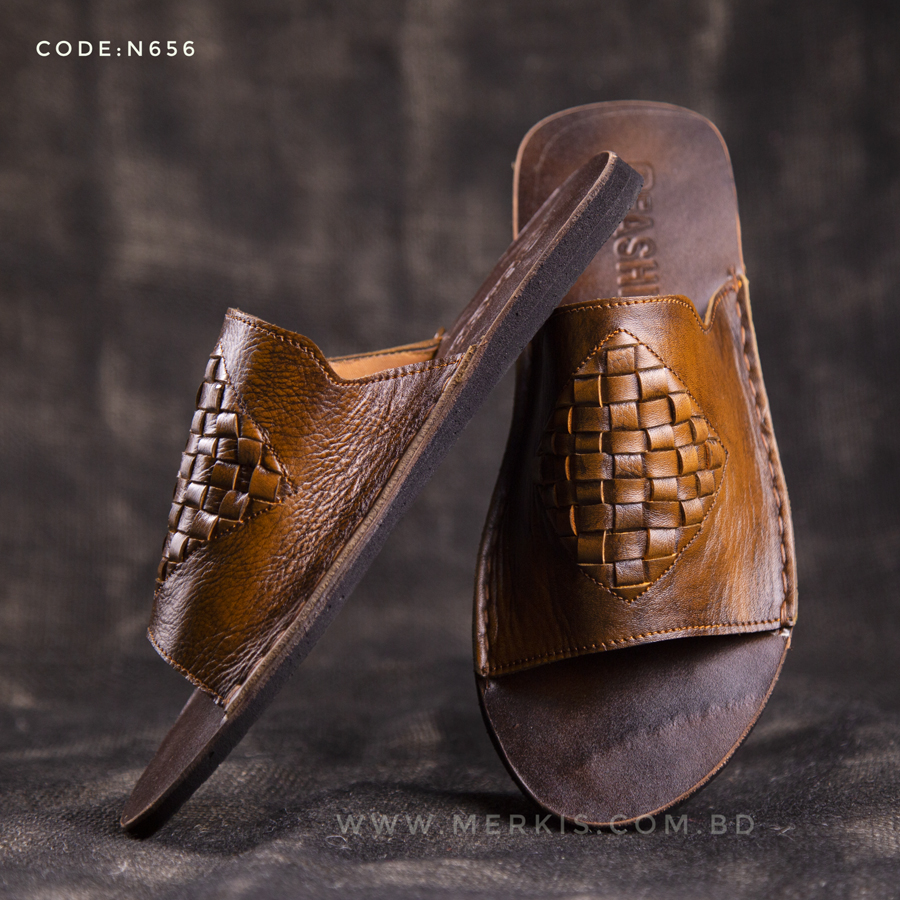 Men's Leather Slide-On Slippers - Premium Comfort and Style