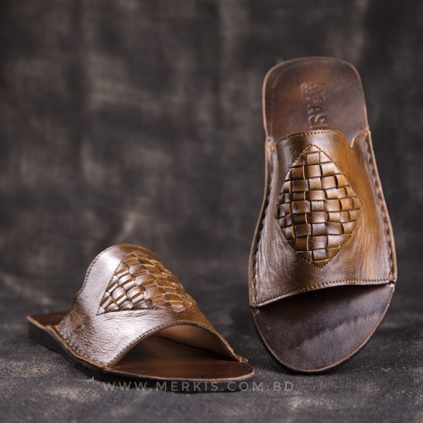 men's leather slide-on slippers