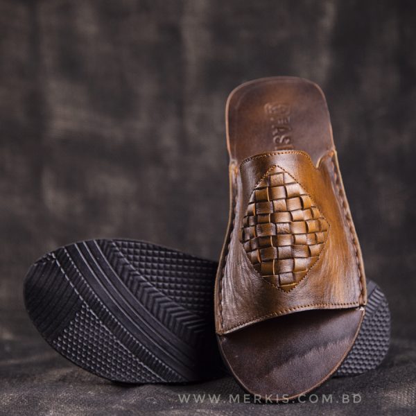 men's leather slide-on slippers
