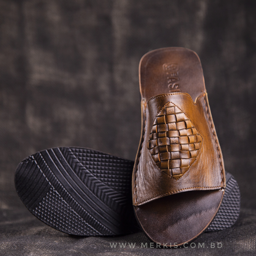 Men's Leather Slide-On Slippers - Premium Comfort and Style