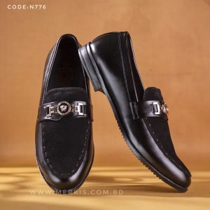 Modern black tassel loafers