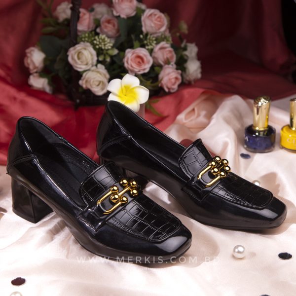 heel slip-on shoes black