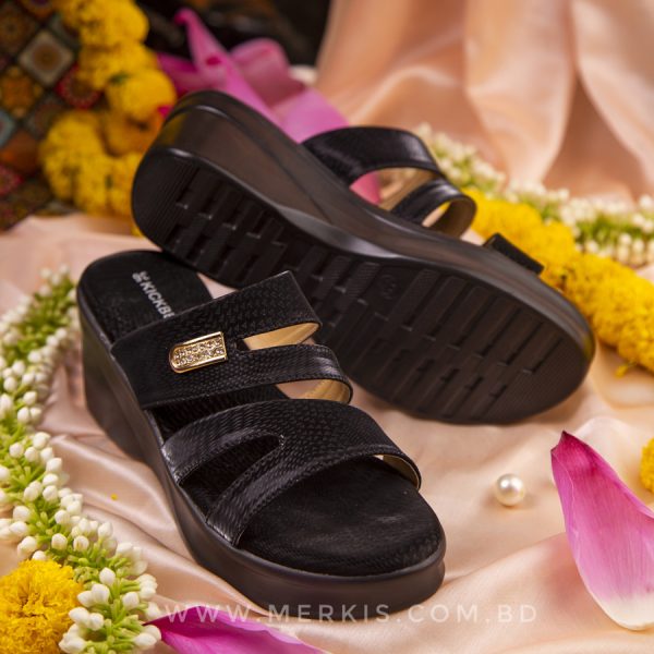 stylish black high heel sandal