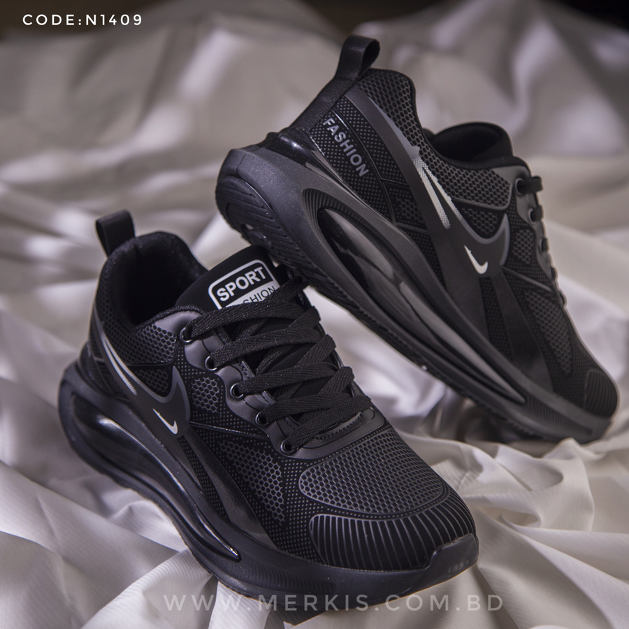 Premium Black Sports Shoes For Men | Footwear Fun | Merkis