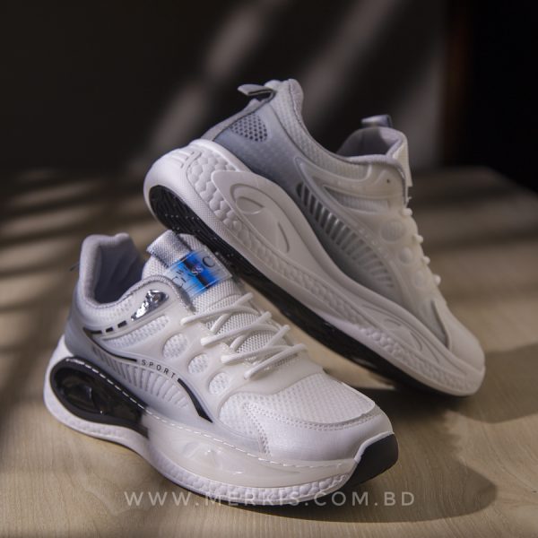 trendy white sports shoes