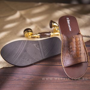 mens leather slide slipper