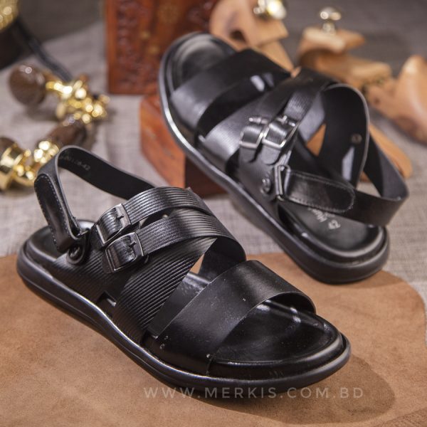 black leather belt sandal