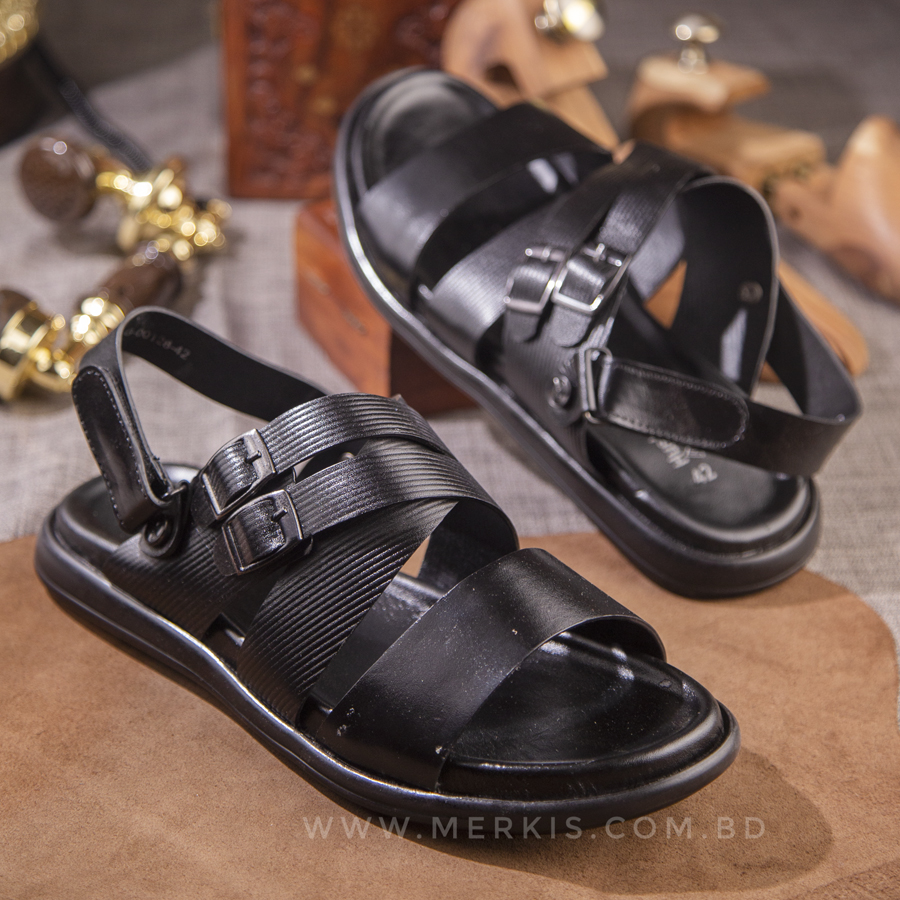 Black Leather Belt Sandal For Men | Define Your Style | Merkis