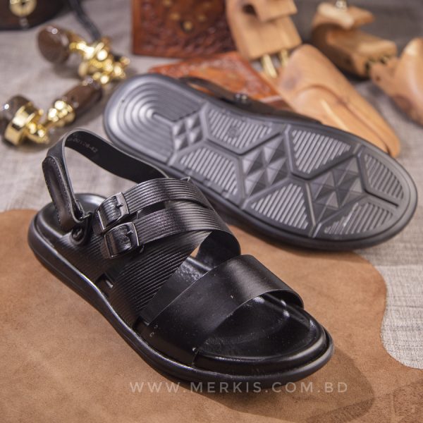black leather belt sandal
