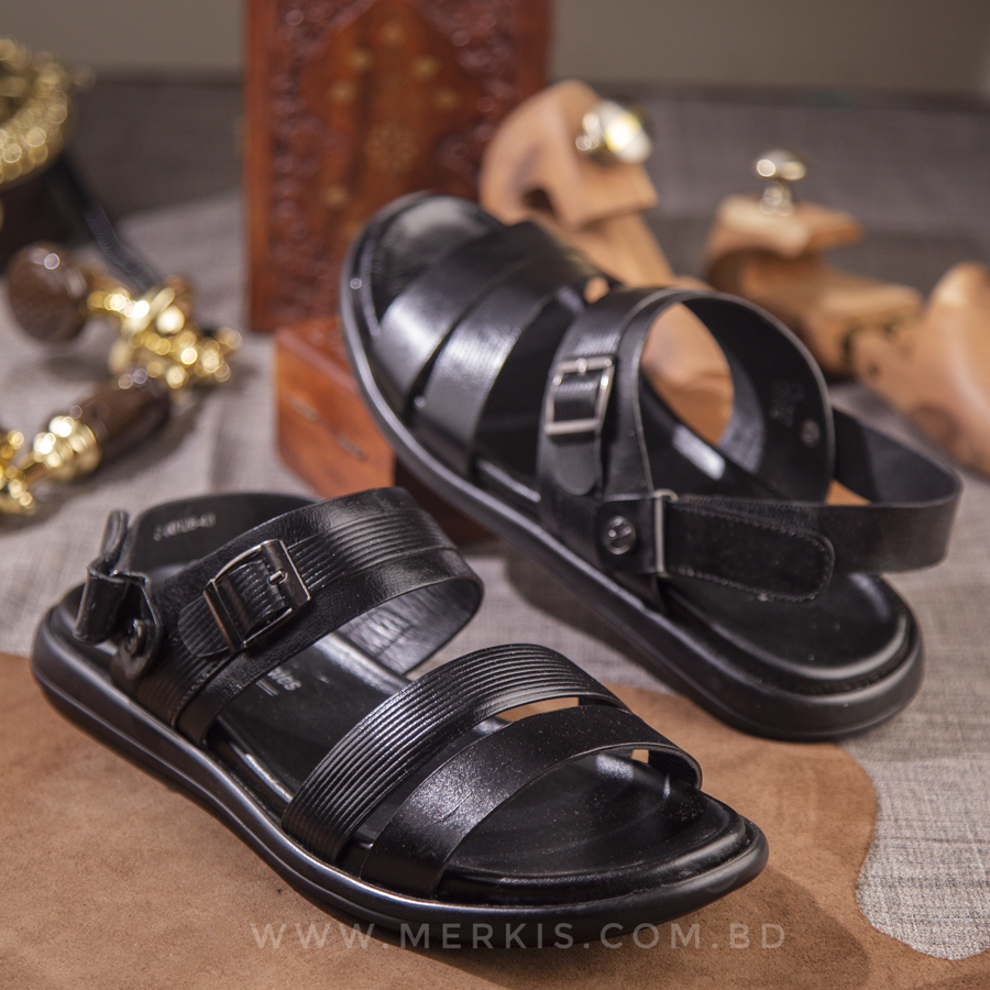 Genuine Leather Black Sandal For Men | Refined and Relaxed