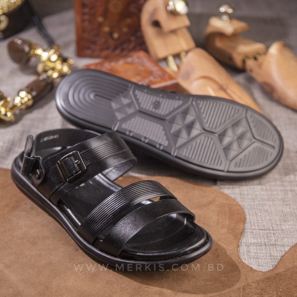 genuine leather black sandal