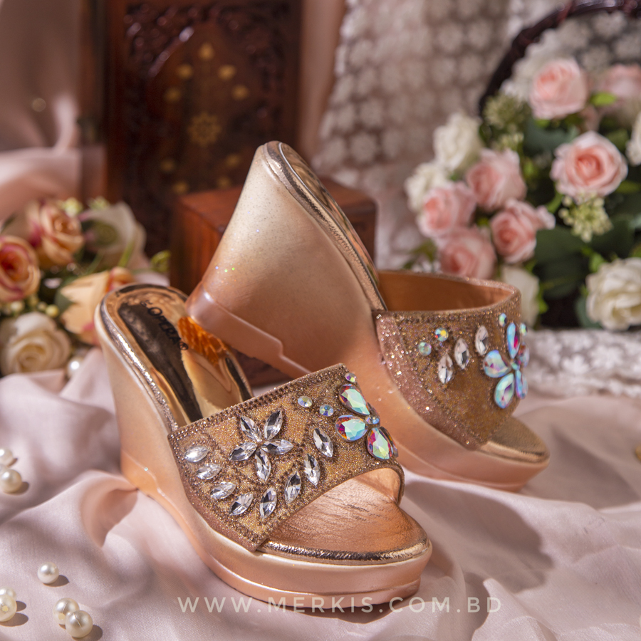 Buy Stylestry Stylish Rose-Gold High Heeled Sandals For Women & Girls