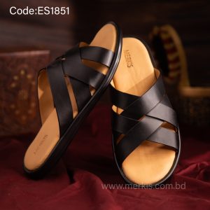 Genuine Leather Black Sandal For Men